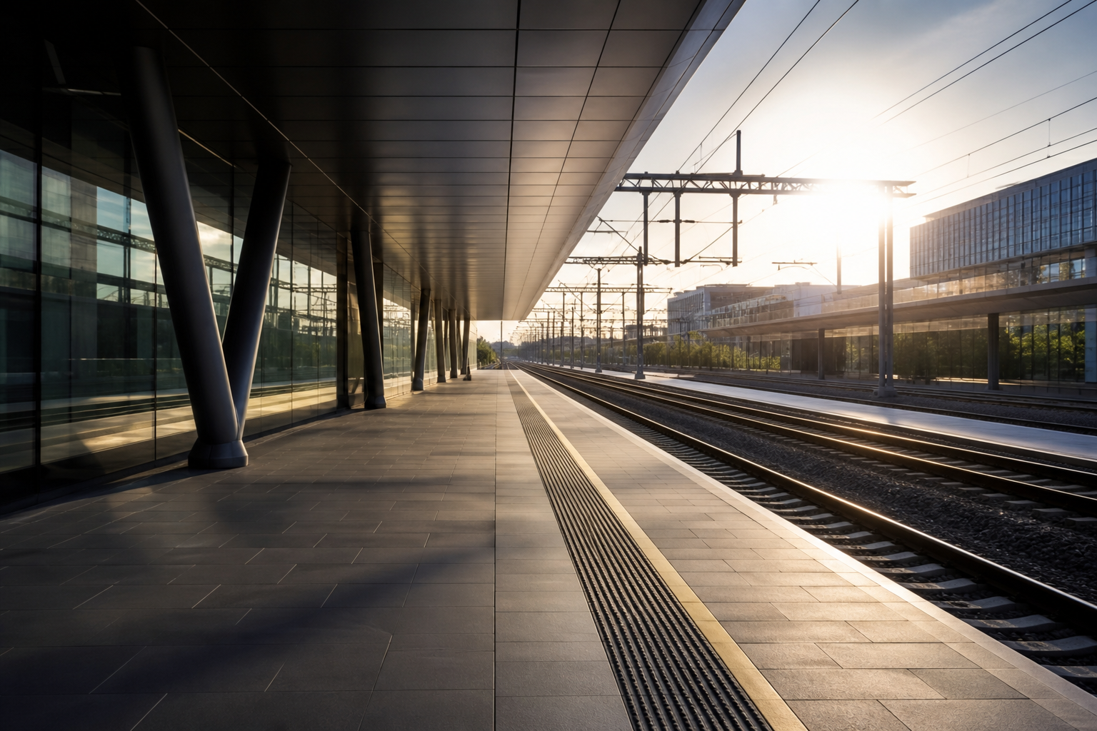 High speed train arriving at a modern platform