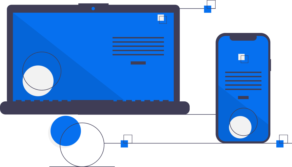 Laptop and phone showing a website layout