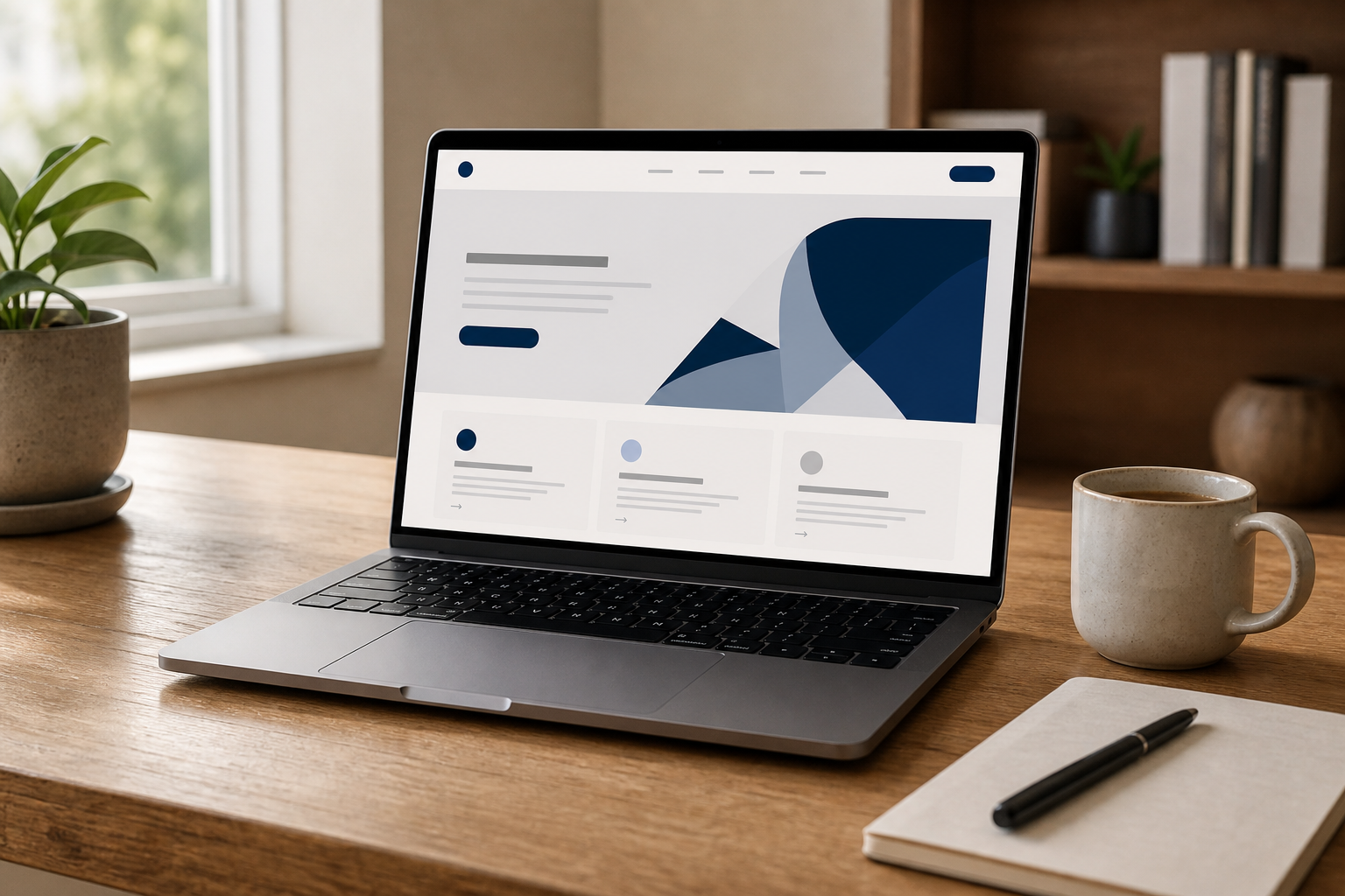 Laptop showing a clean marketing website
